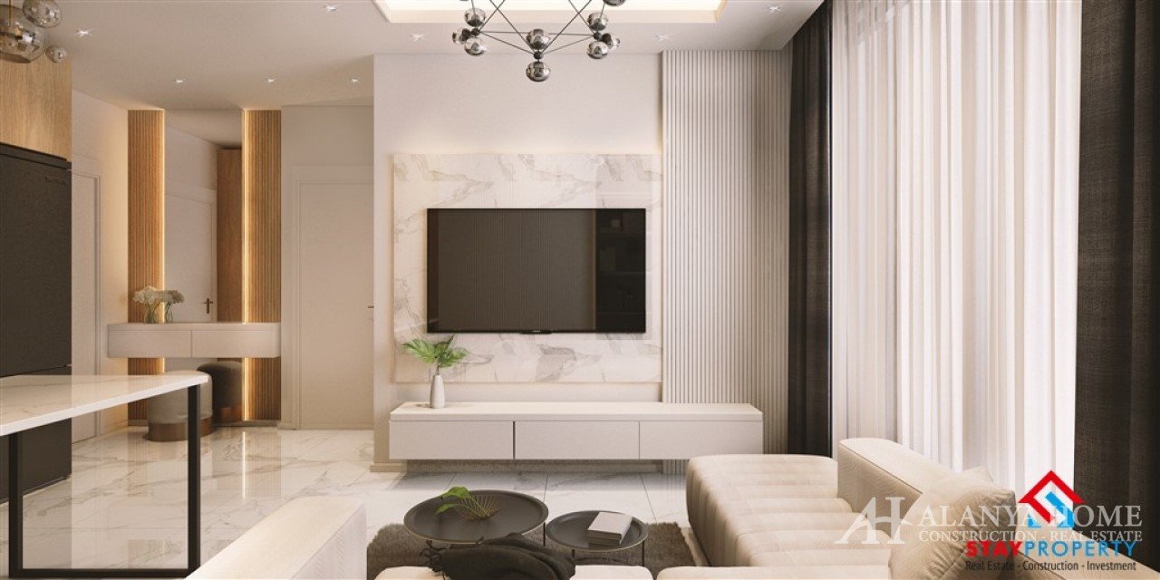 Фото покупка продажа недорогая двухкомнатная квартира 1+1 c просторной гостиной кухней студия Алания